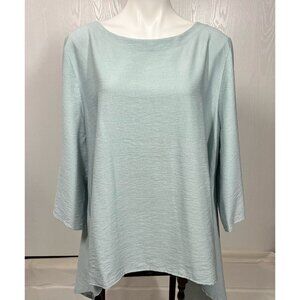 Nilgun Derman Niche 1X Top Rayon Blend Blouse Aqua